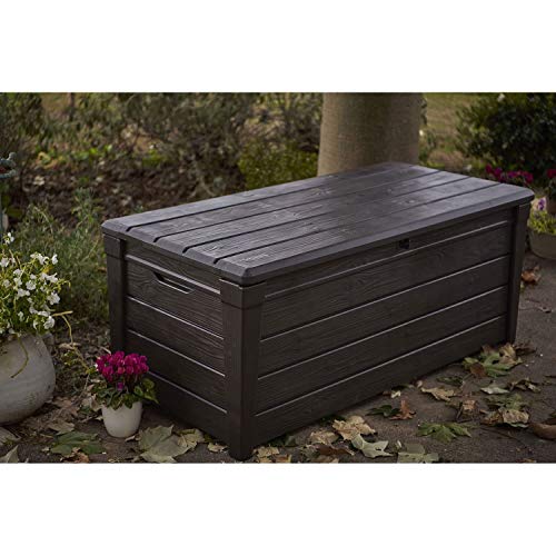 Brown 120 Gal Lockable Waterproof Plastic Deck Box C923