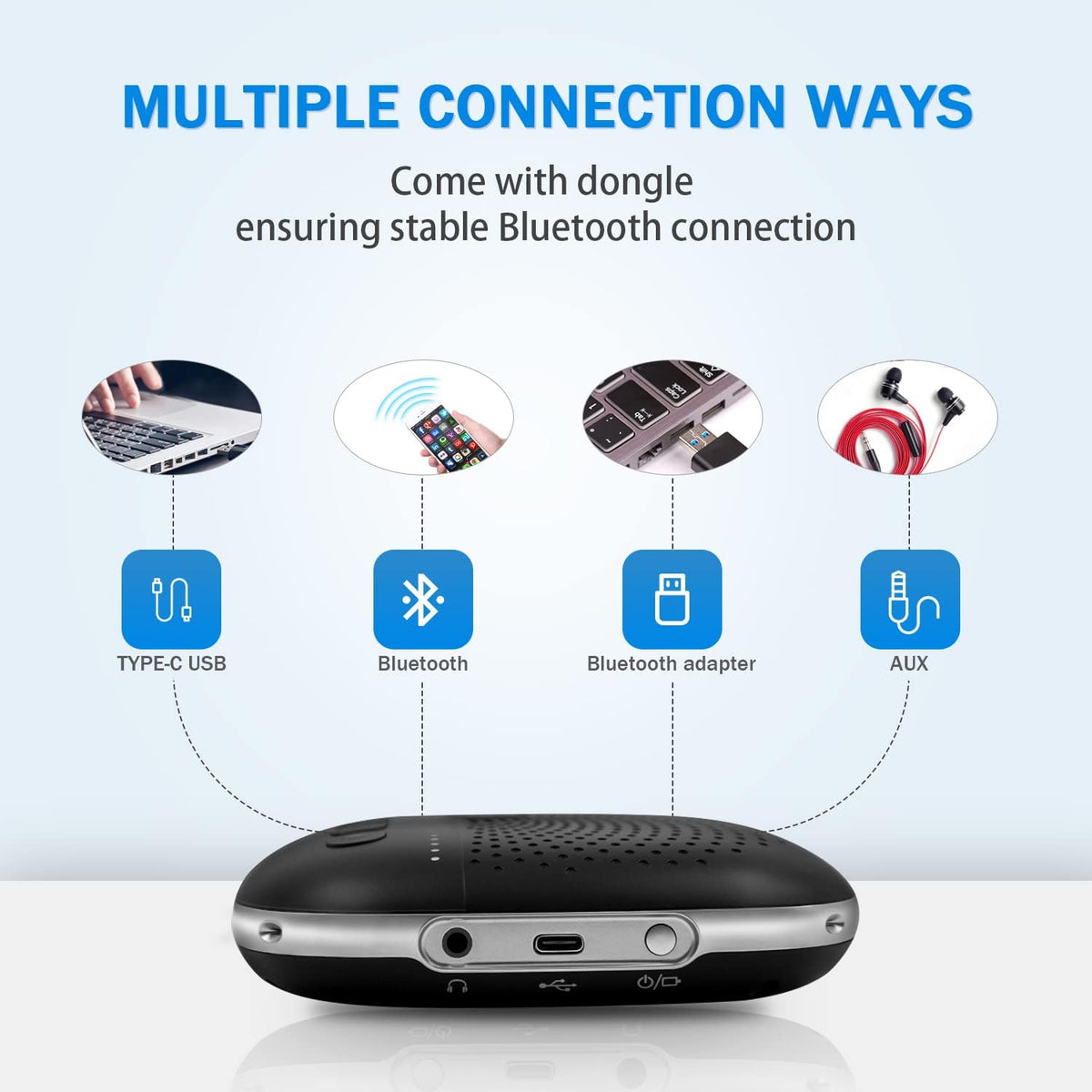Bluetooth Conference Speakerphone with 4 Noise Cancellation Mics G910522