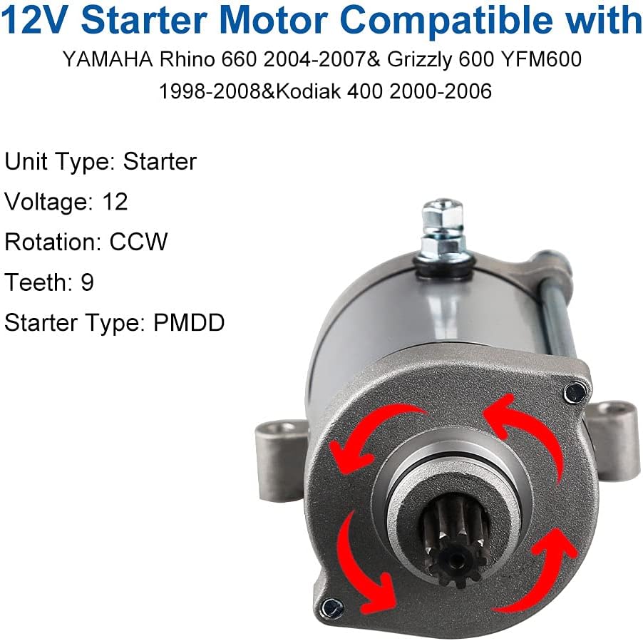 Starter Compatible with Yamaha Grizzly 660 Kodiak 400 Rhino 660 2001-2007 Pack of 2 U6079