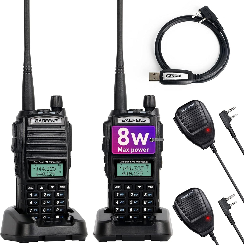 High Power 2 Way Radio with Programming Cable and Speaker Mic Pack of 2 H347923