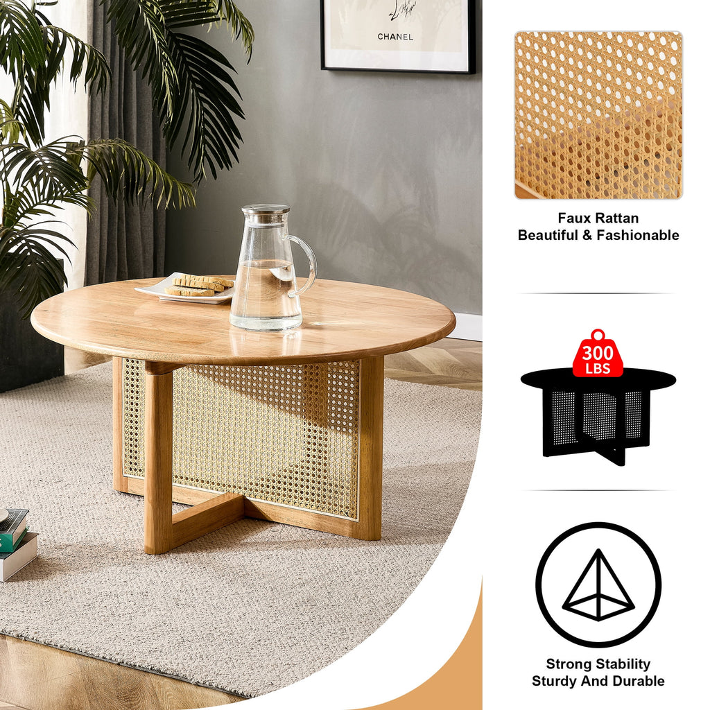 Coffee Table with Rattan Accents N226