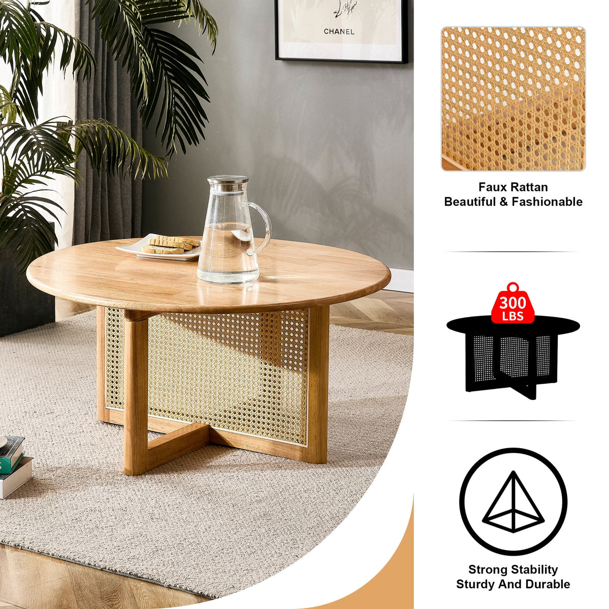 Coffee Table with Rattan Accents N226