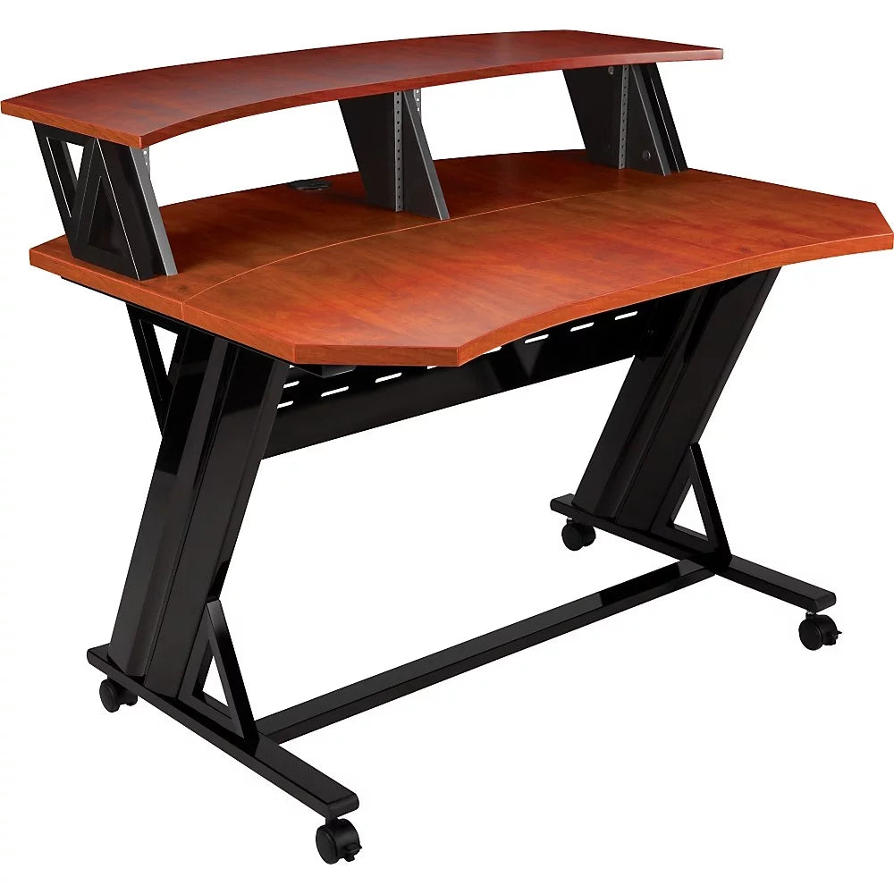 46" Studio Desk with Dual 4 RU Racks Cherry S642