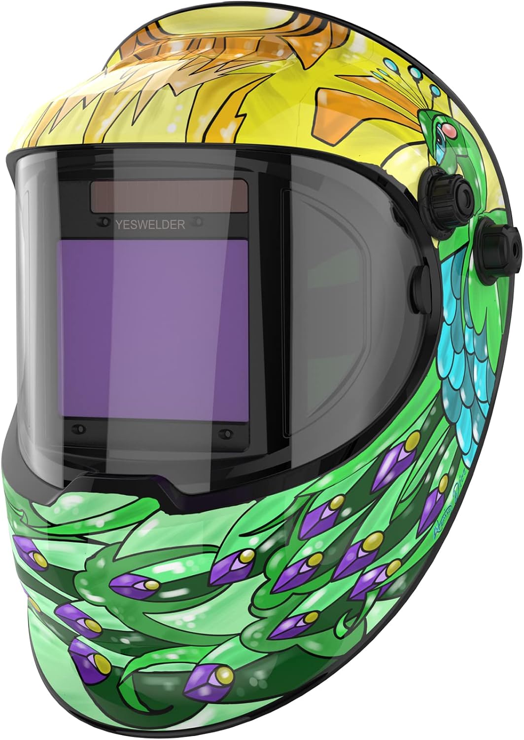 Large Viewing True Color Solar Powered Auto Darkening Welding Helmet with Side View, 4 Arc Sensor Wide Shade 4/5-9/9-13 Welder Mask S474858