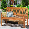 50'' Two Person Outdoor Bench Loveseat Solid Wood H205