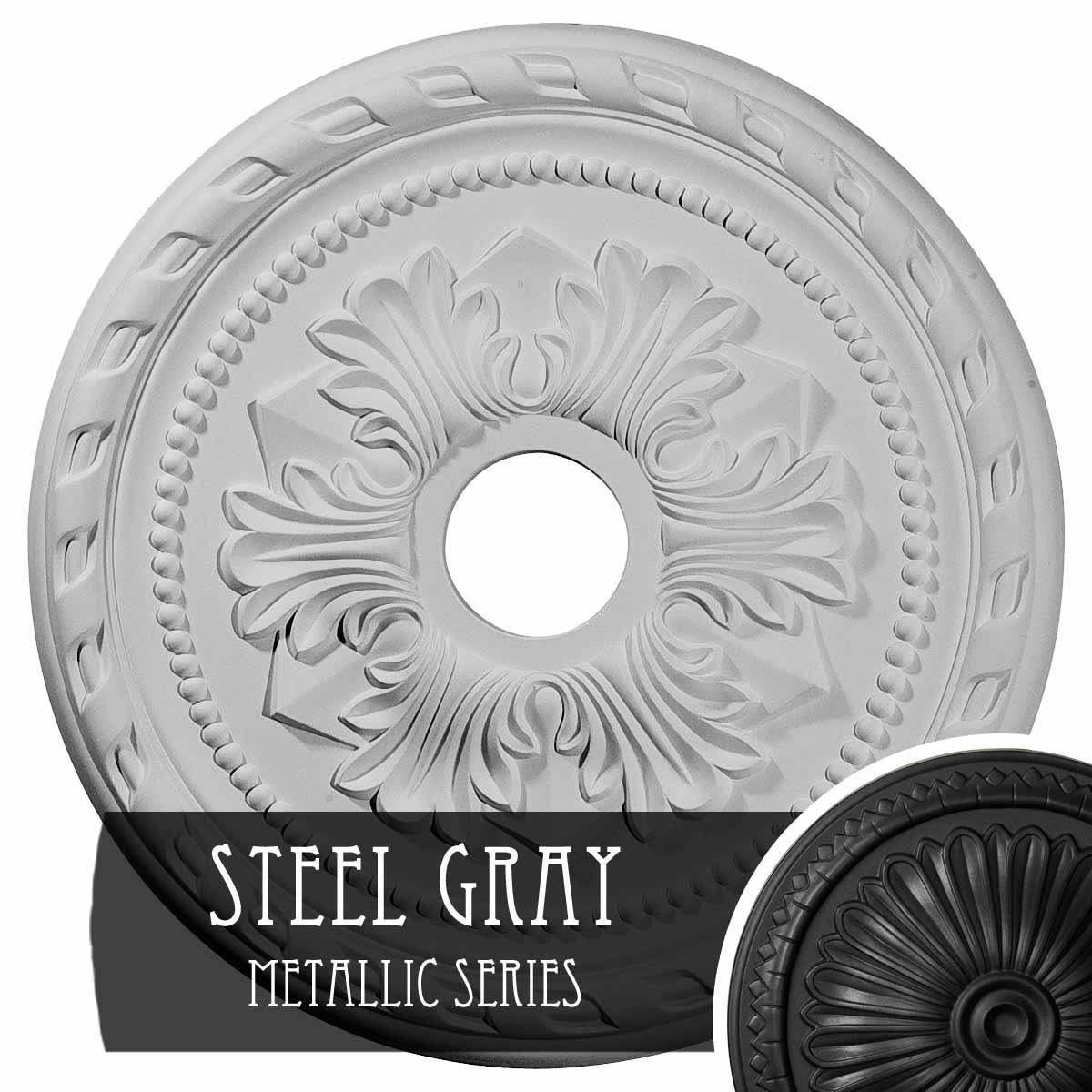 Hand-Painted Steel Gray Ceiling Medallion V401