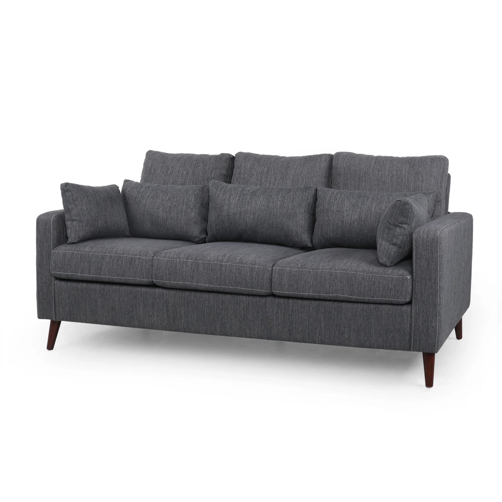 Charcoal Fabric 3 Seater Sofa with Accent Pillows Y14872
