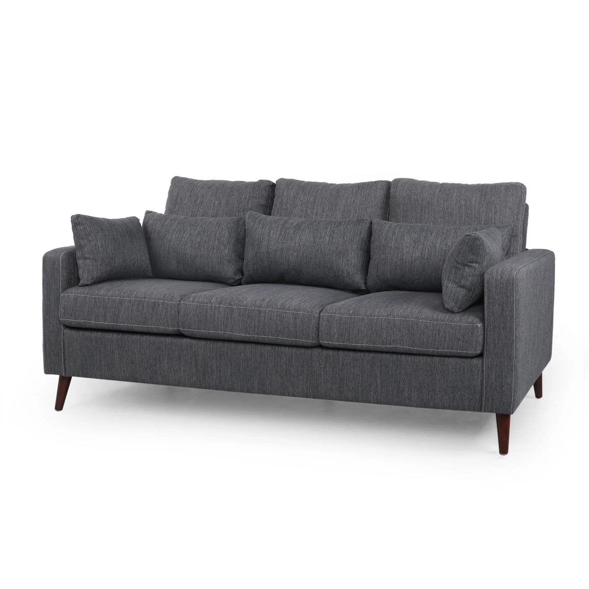 Charcoal Fabric 3 Seater Sofa with Accent Pillows Y14872