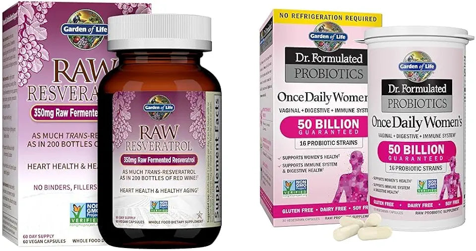 Resveratrol Supplement and Women's Probiotics 50 Billion 30 Count E779