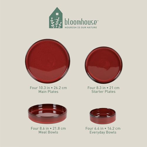 Amber Terracotta Reactive Glaze Dinnerware Set, Service for Four (16pcs) D659