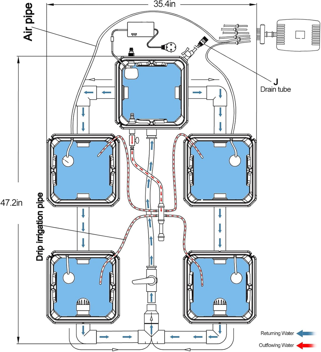 7-Gallon Recirculating Deep Water Culture Hydroponic System Kit H151