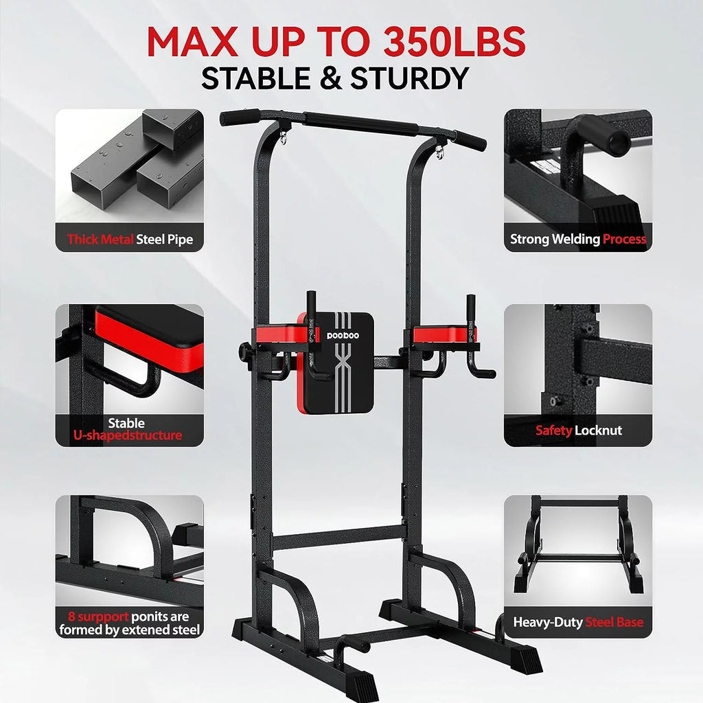 Multifunction Power Tower Dip Station Pull up Bar Power Rack 480lbs R7554