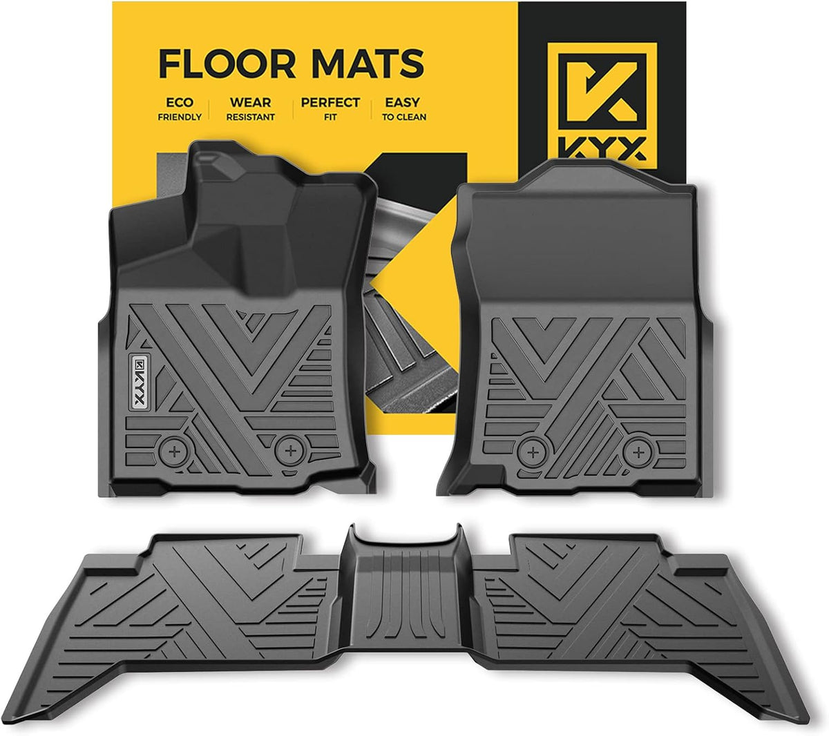 All Weather TPE Black Car Floor Mats Front & 2nd Row V139503