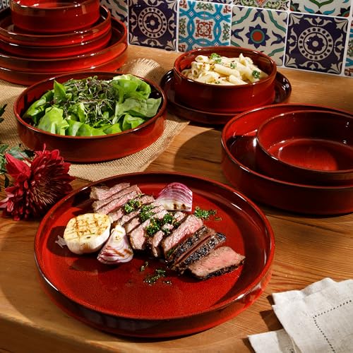 Amber Terracotta Reactive Glaze Dinnerware Set, Service for Four (16pcs) D659