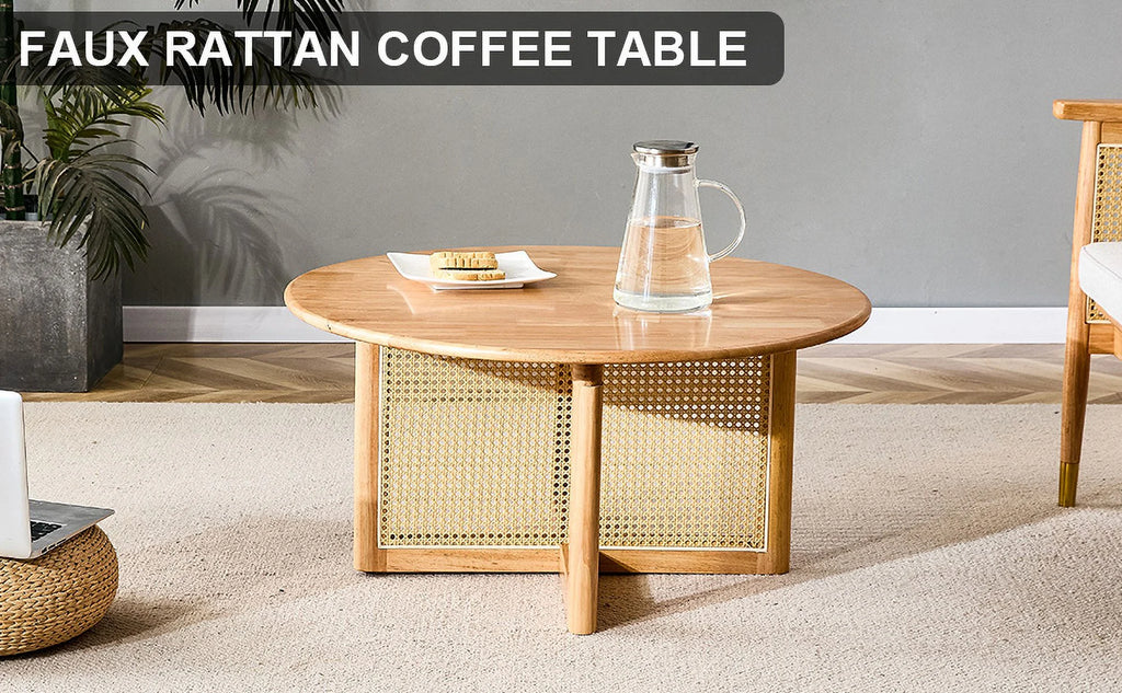 Coffee Table with Rattan Accents N226