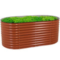 Brown 79-Inch Oval Stackable Steel Raised Garden Bed with Rubber Edge Trim L479