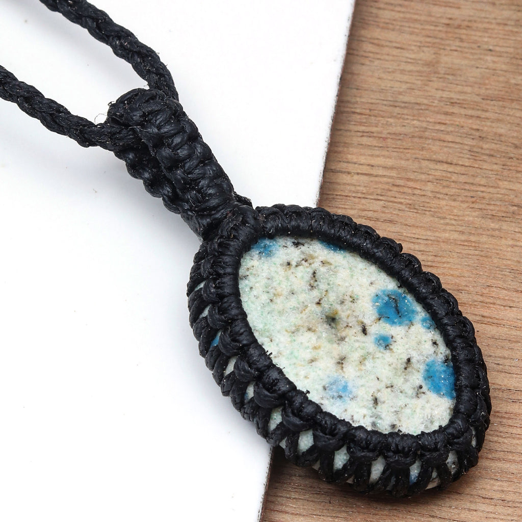 Jasper Gemstone Macrame Pendant Necklace 20-32 in H8581