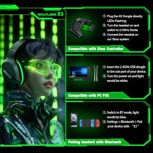 Wireless Gaming Headset with Noise Canceling Microphone, 50H Battery M950102