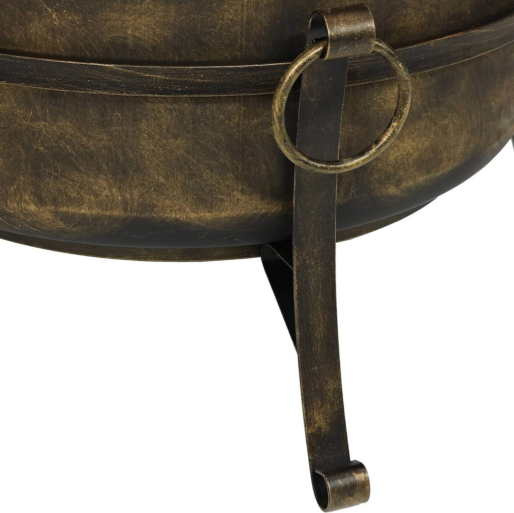 24-Inch Wood-Burning Fire Pit with Spark Screen, Poker, and Grate R544