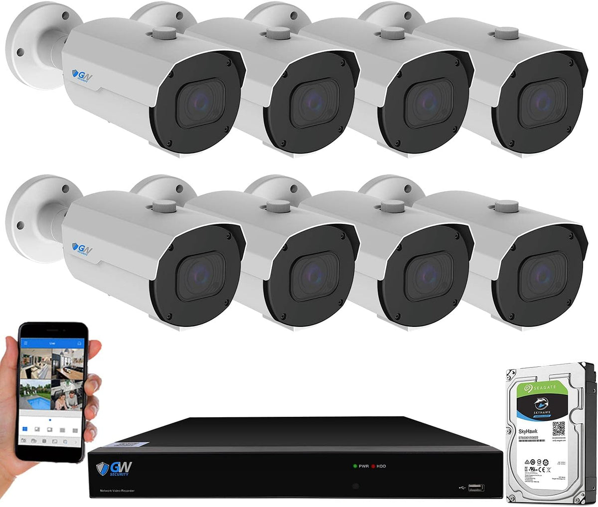 4K 8MP PoE Security Camera System with 5X Optical Zoom K826475