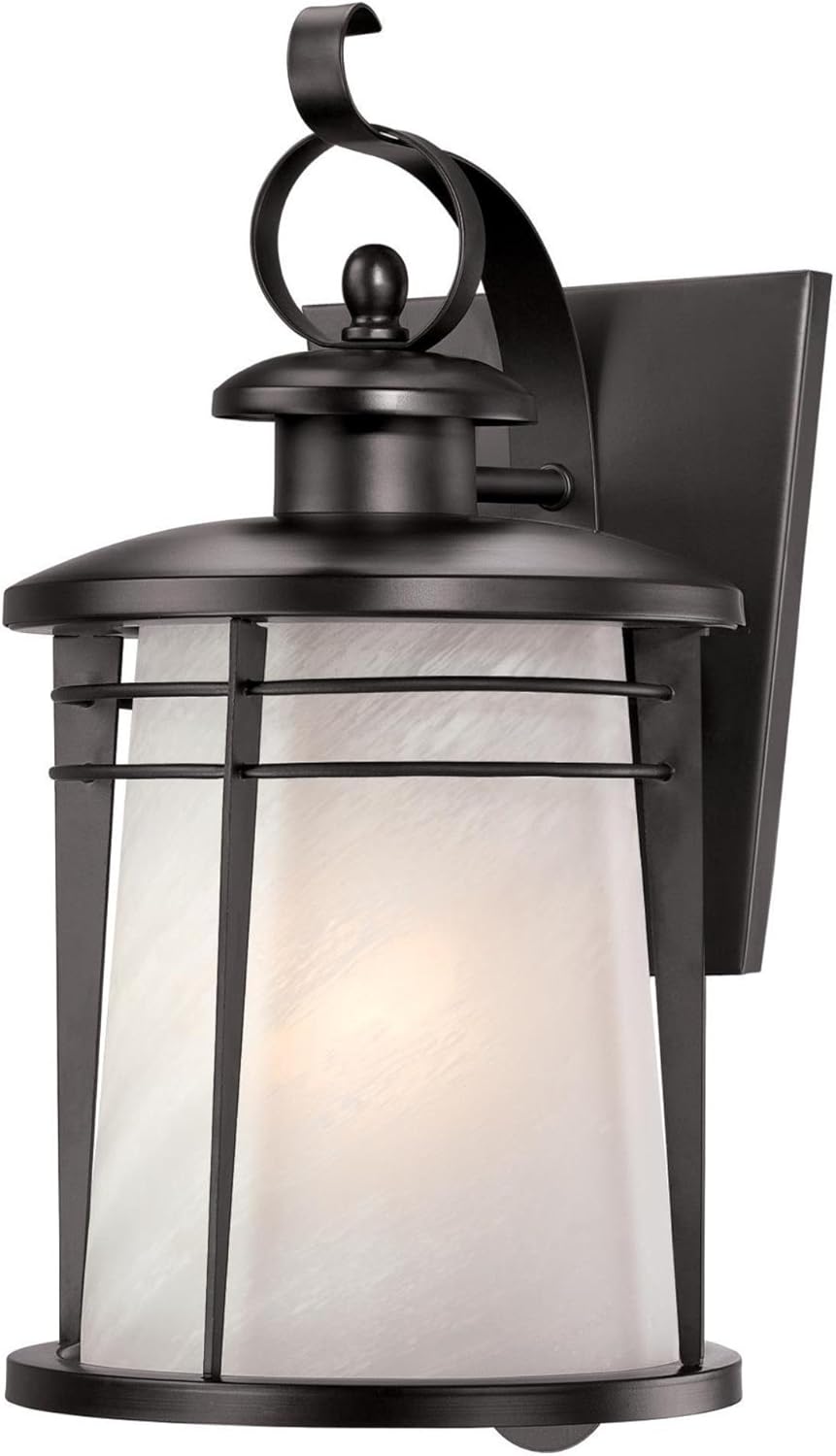 Weathered Bronze Exterior Wall Lantern with White Alabaster Glass R69983