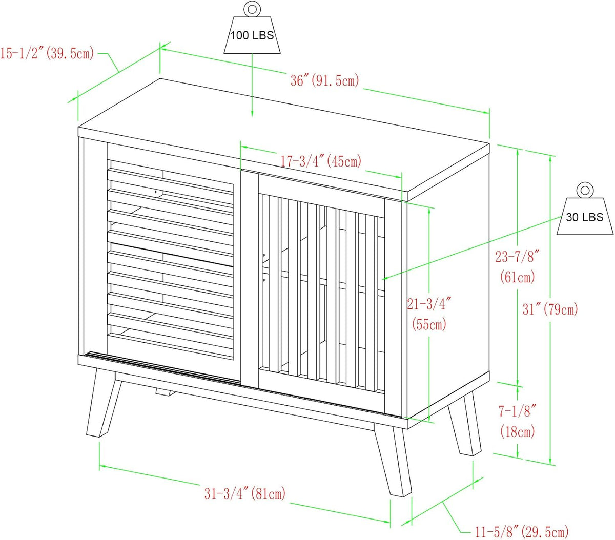 36 Inch White and Rustic Oak Cabinet Z8190