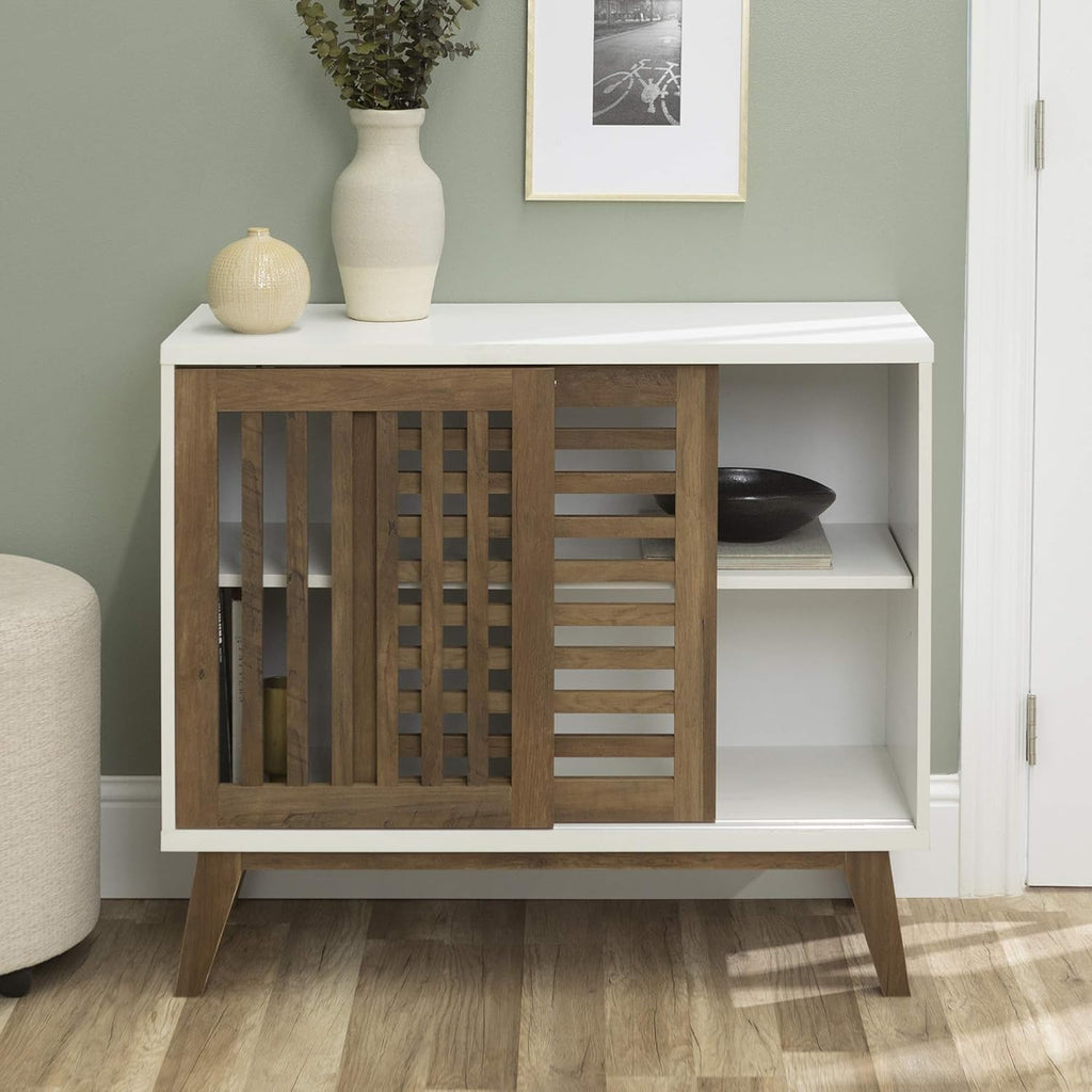36 Inch White and Rustic Oak Cabinet Z8190