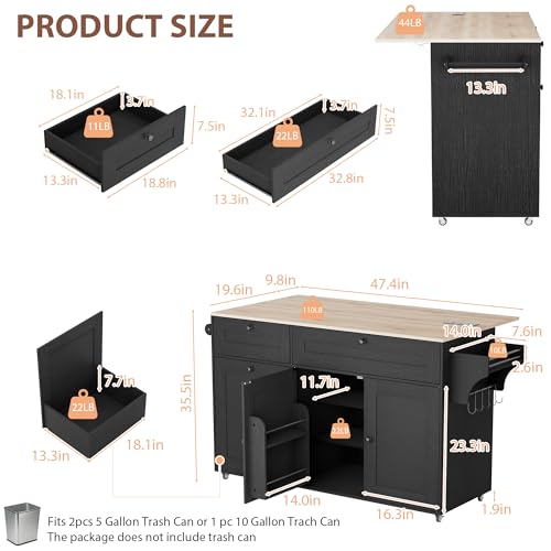 White Rolling Kitchen Island with Storage F20207
