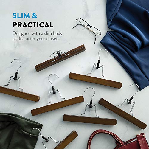 20 Pack Wooden Pants Hangers with Clips E85601
