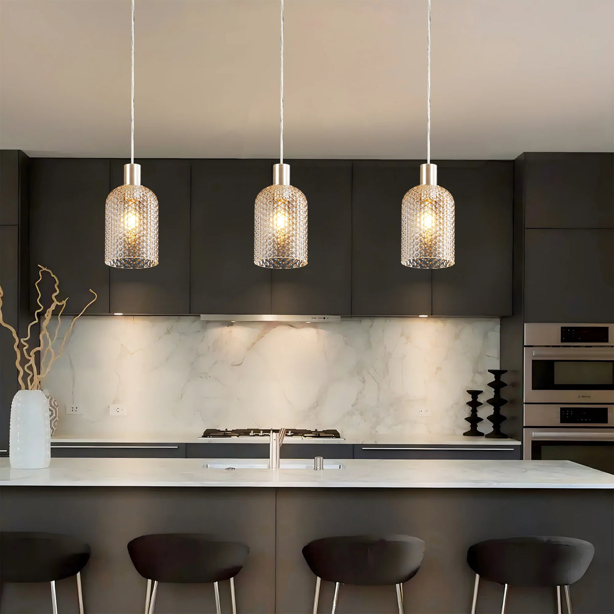 1-Light Dimmable Clear Glass Vintage Pendant G2924