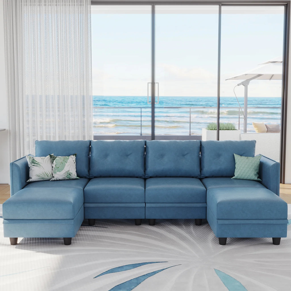 U Shaped 6 Seater Modular Sectional Sofa with Reversible Chaise Q6494