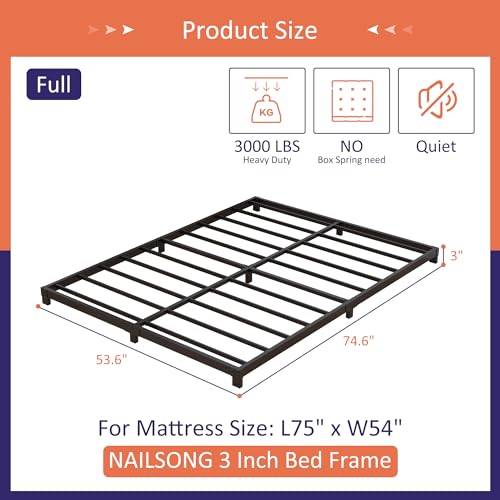 3 Inch Low Profile Full Metal Bed Frame N920
