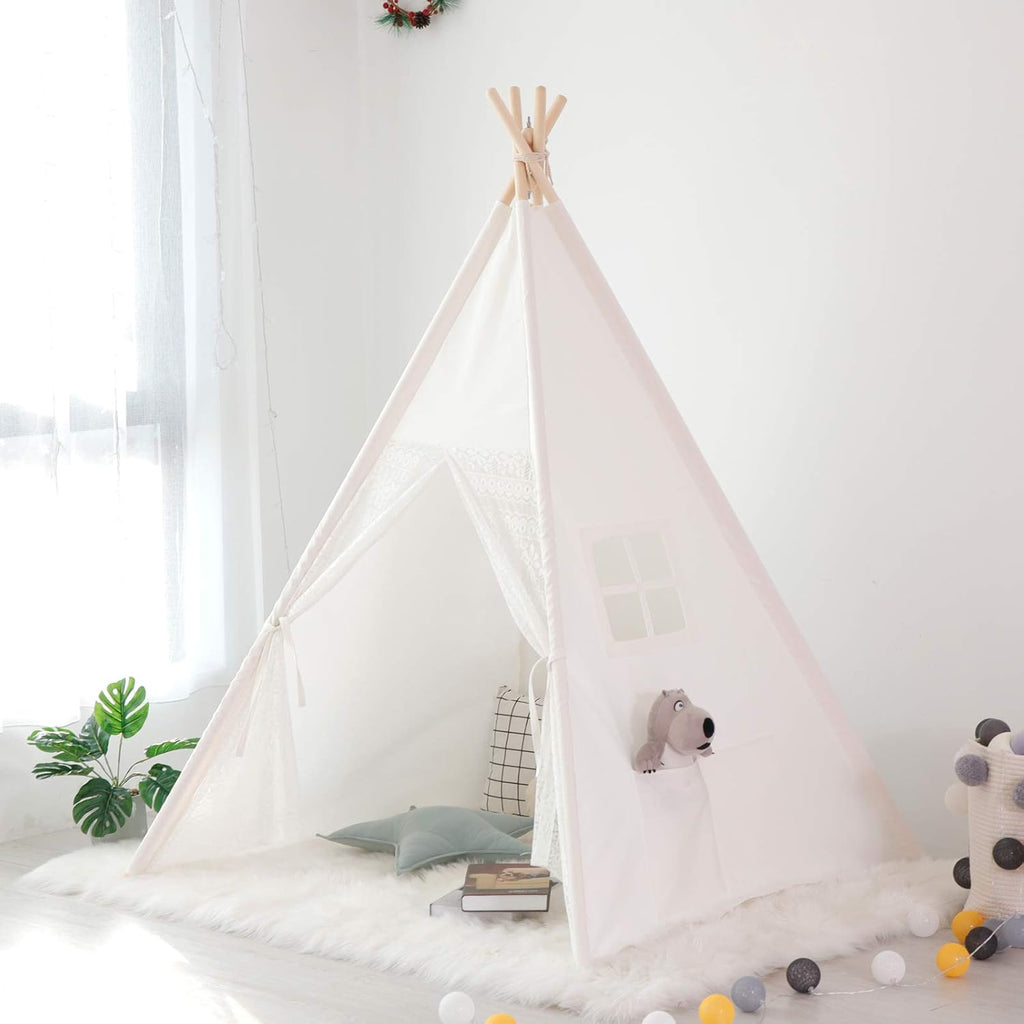 White Lace Cotton Canvas Kids Tent L928
