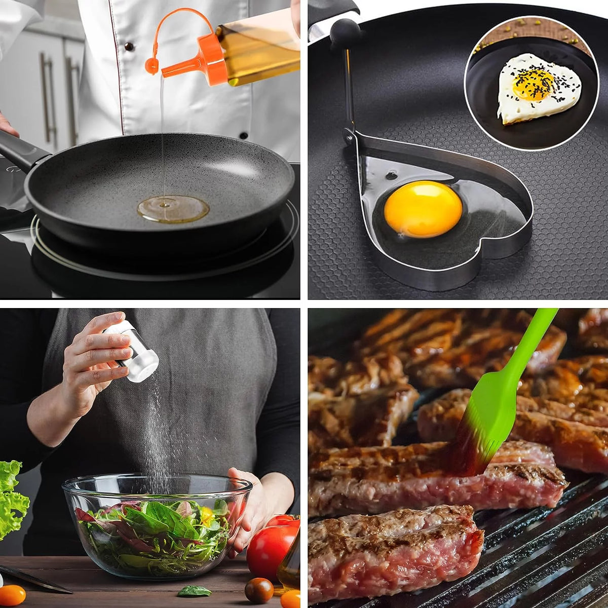 137 Flat Top Grill Accessories Kit with Spatula, Basting Cover, Scraper, Bottle, Tongs, Egg Rings & Carry Bag R52363