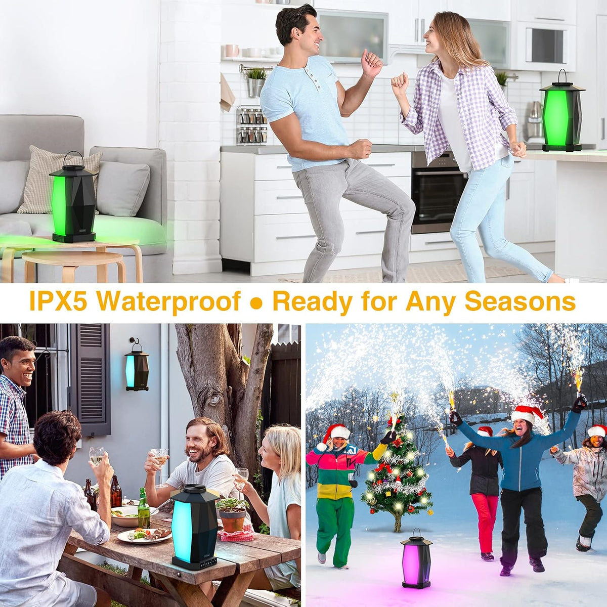2 Pack 25W Wireless Outdoor Bluetooth Speakers with RGB LED Lights A554718