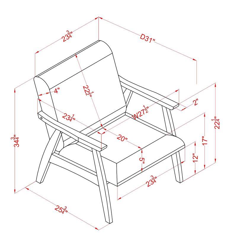 Light Gray Wood Padded Accent Chair (Set of 2) Y4404
