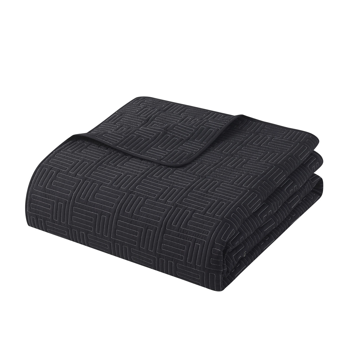 Black 7 Piece Queen Quilt Set with Sheets E214318