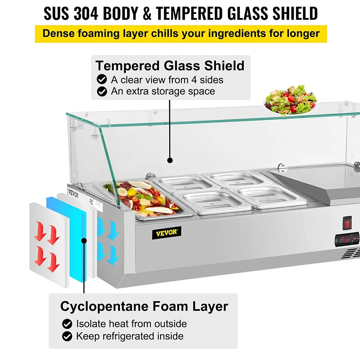 Refrigerated Condiment Prep Station Sandwich Table with Pans B556246