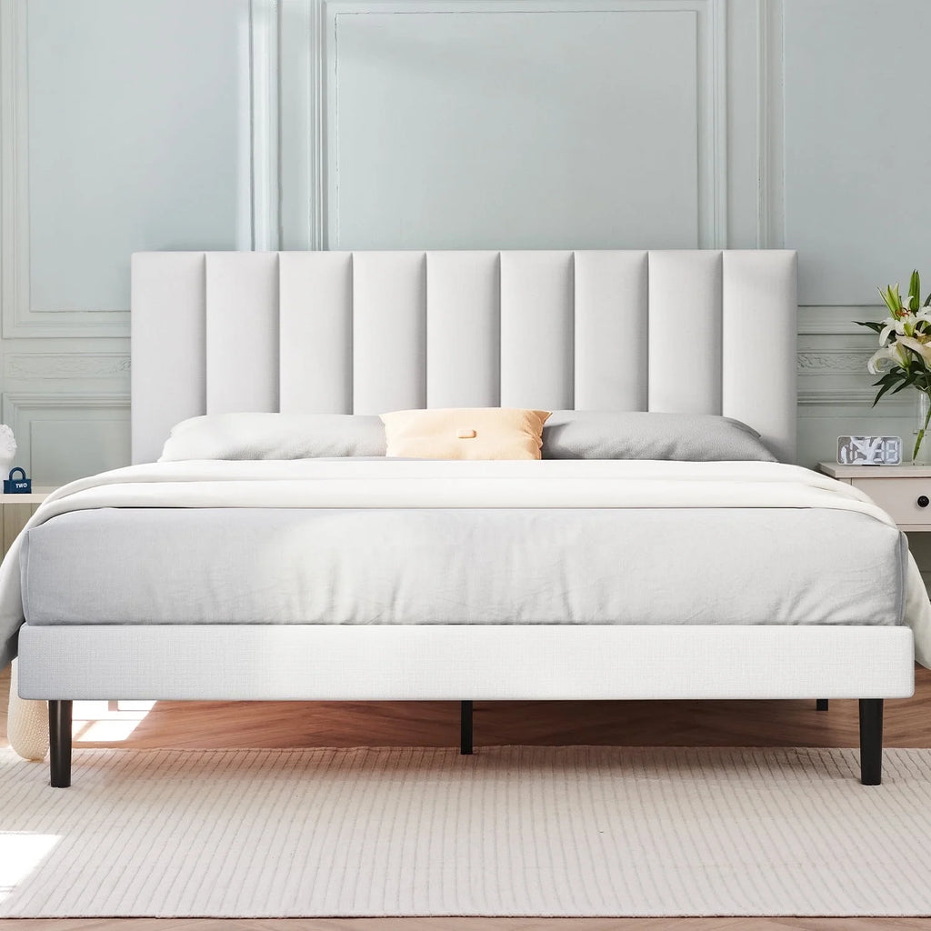 Full Light Gray Upholstered Platform Bed Frame Z8108