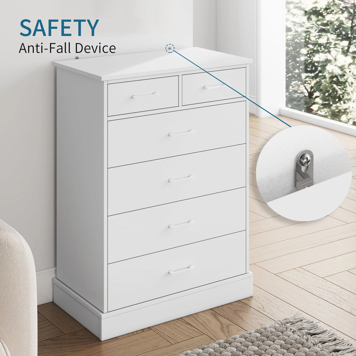 White 6 Drawer Wood Dresser G879639