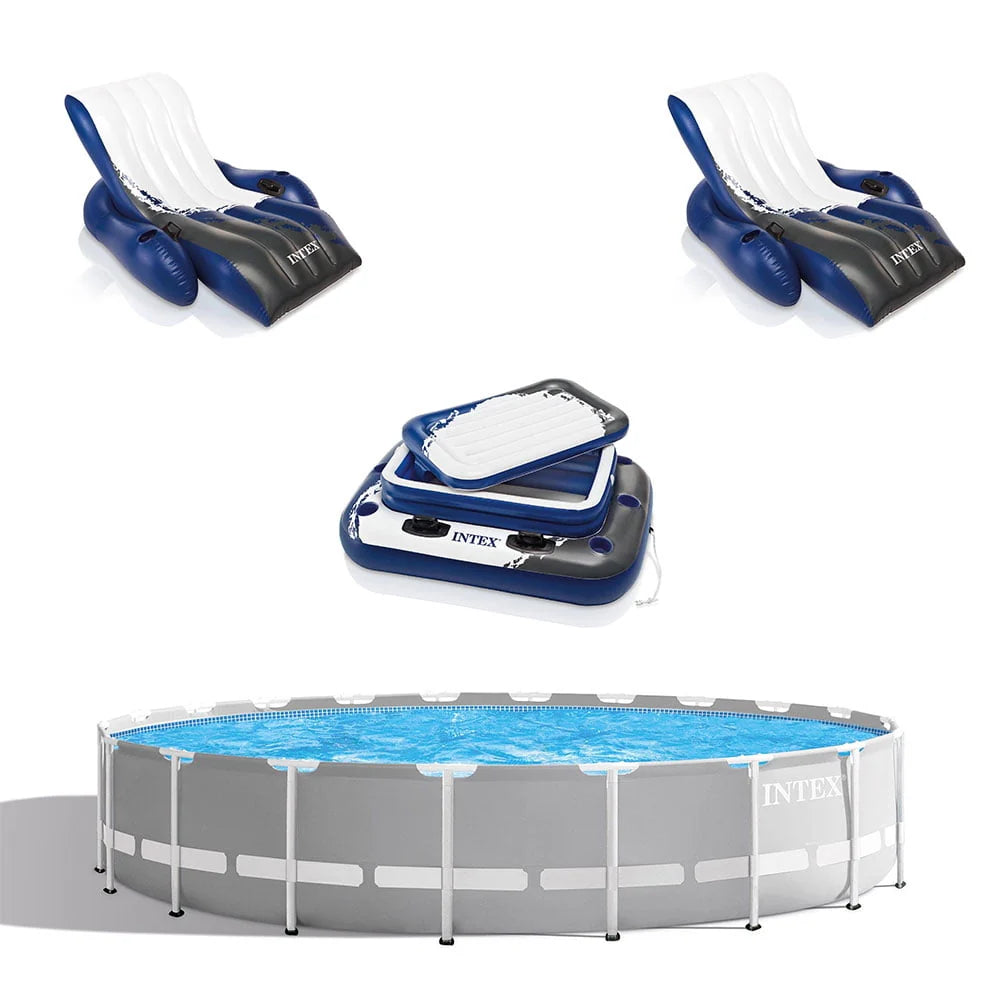 20ft x 52in Above Ground Pool, Lounger Float 2 Pack & Cooler Q231128