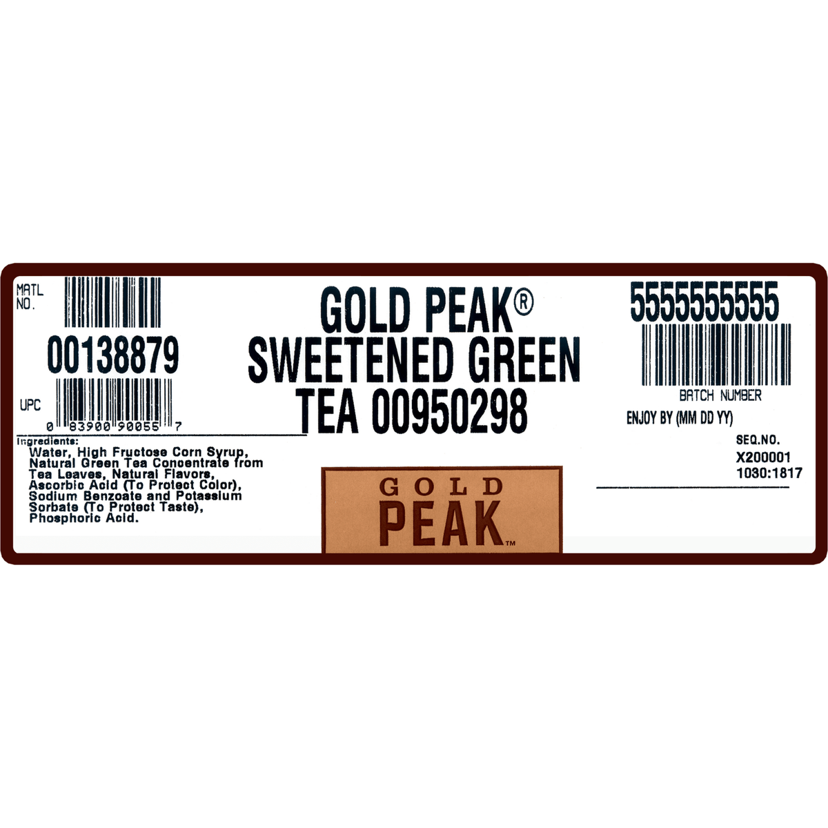 Sweetened Green Tea Fountain Syrup Bib, 2.5 Gallon A766955