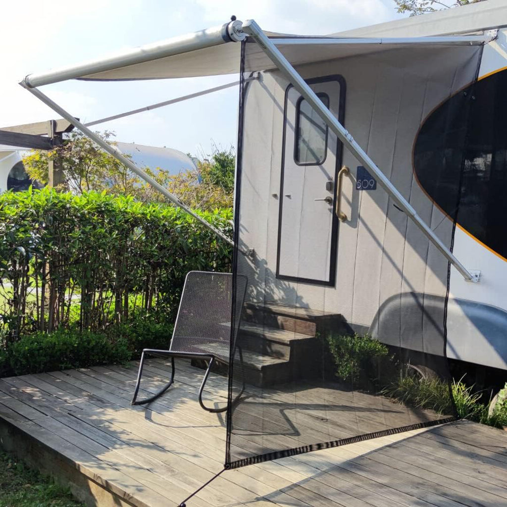 Black Mesh RV Awning Side Sun Shade Screen Kit Pack of 2 S3598