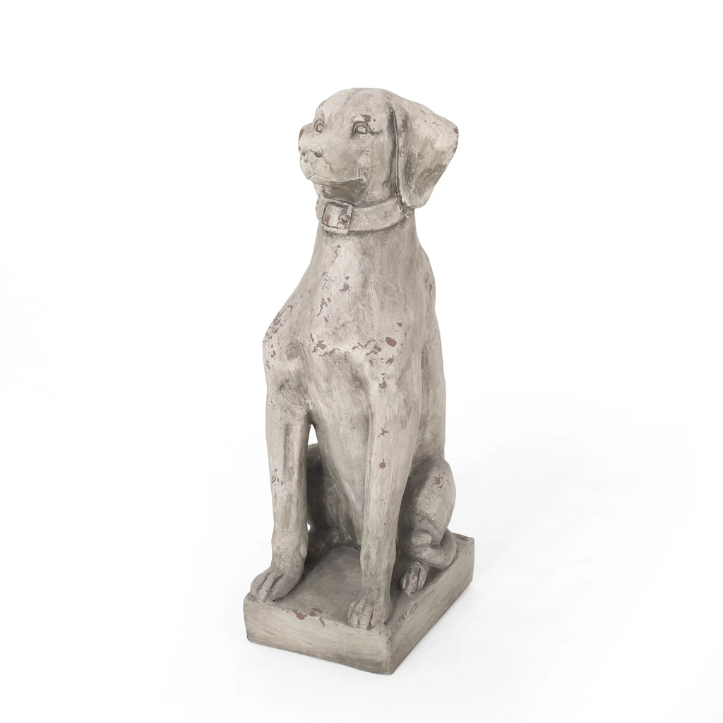 Antique White Outdoor Dog Garden Statue B70597