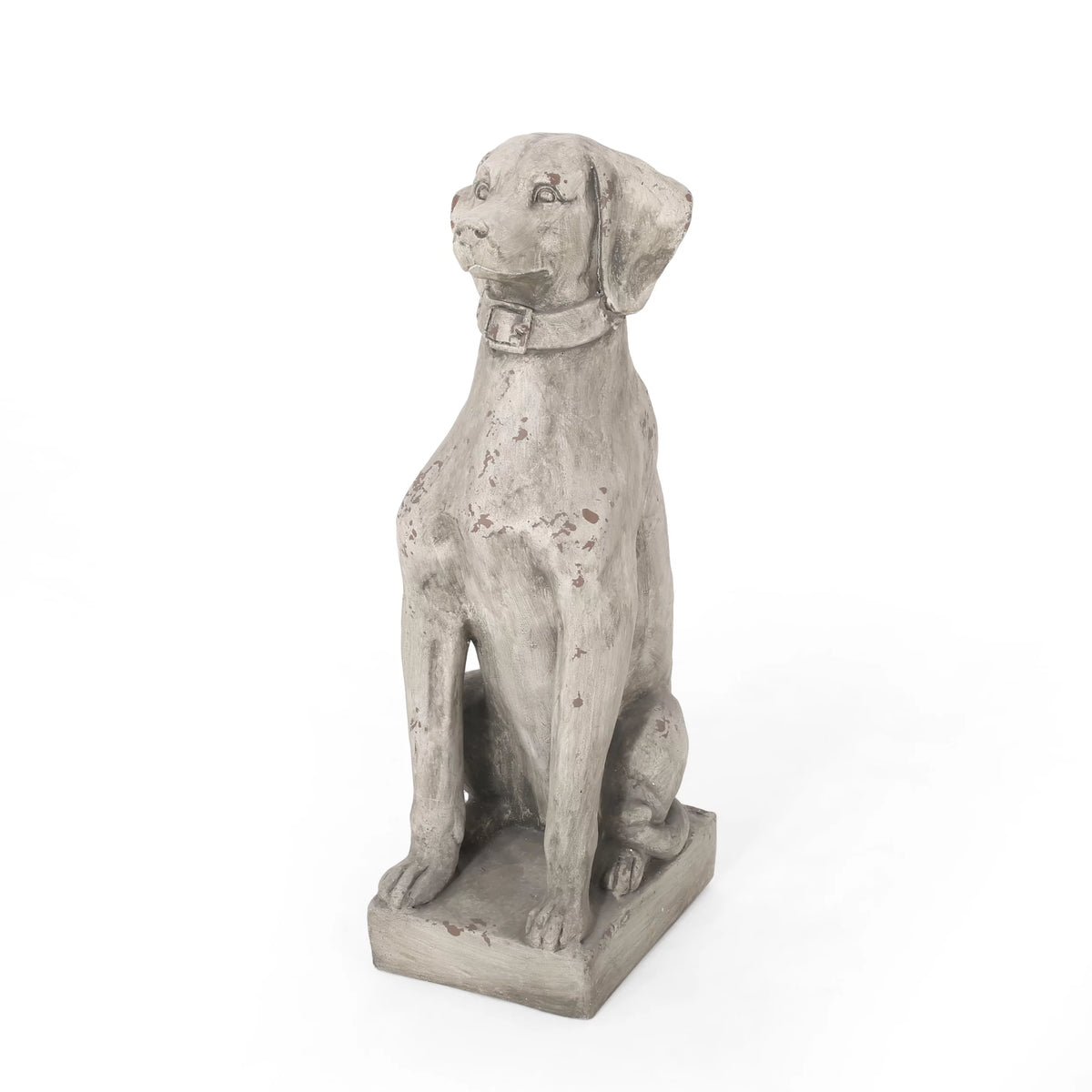 Antique White Outdoor Dog Garden Statue B70597