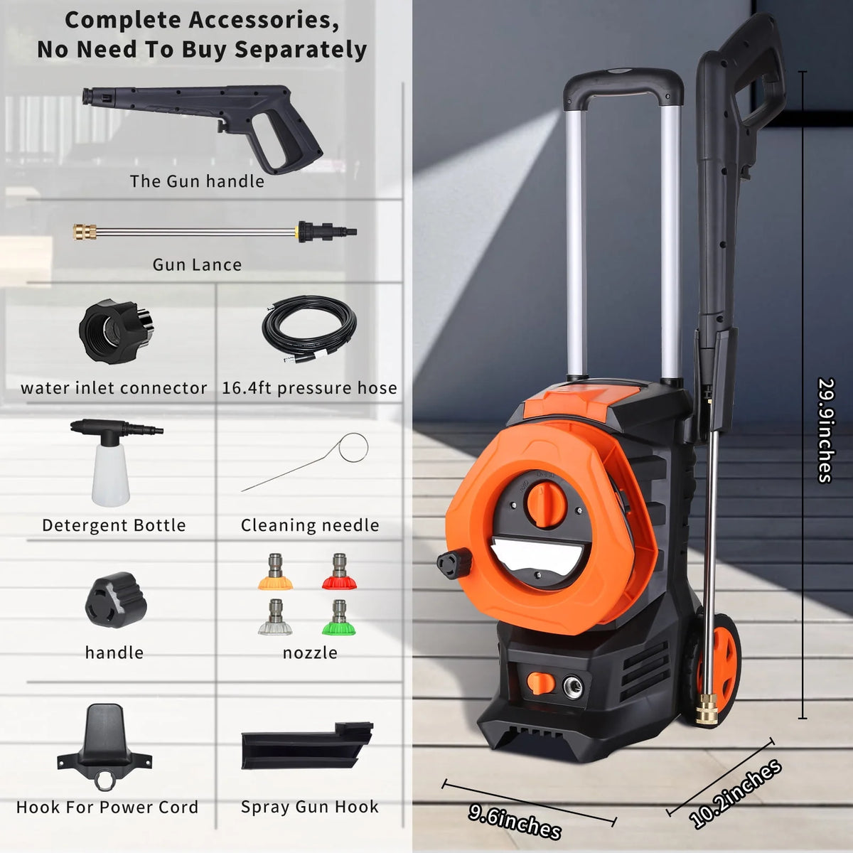 Electric Pressure Washer with 4 Quick Connect Nozzles 2.0GPM 1800W Y741887