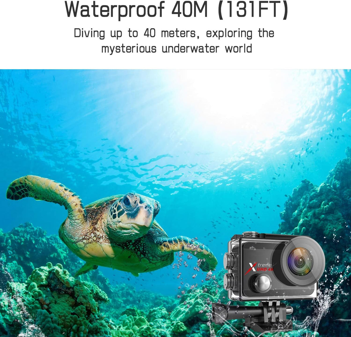 4K 60FPS 20MP Waterproof Action Camera with Touch Screen Stabilizer 2 Rechargeable 1350 Batteries and Accessories Kit P8086