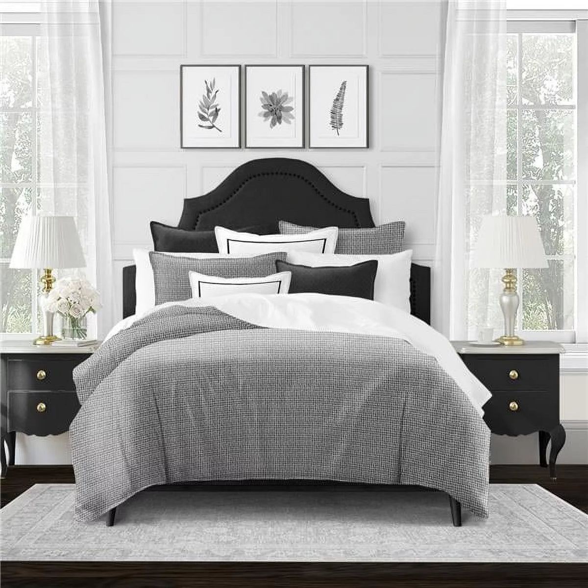 Charcoal Twin Size Duvet Cover & 1 Pillow Sham Set Q274