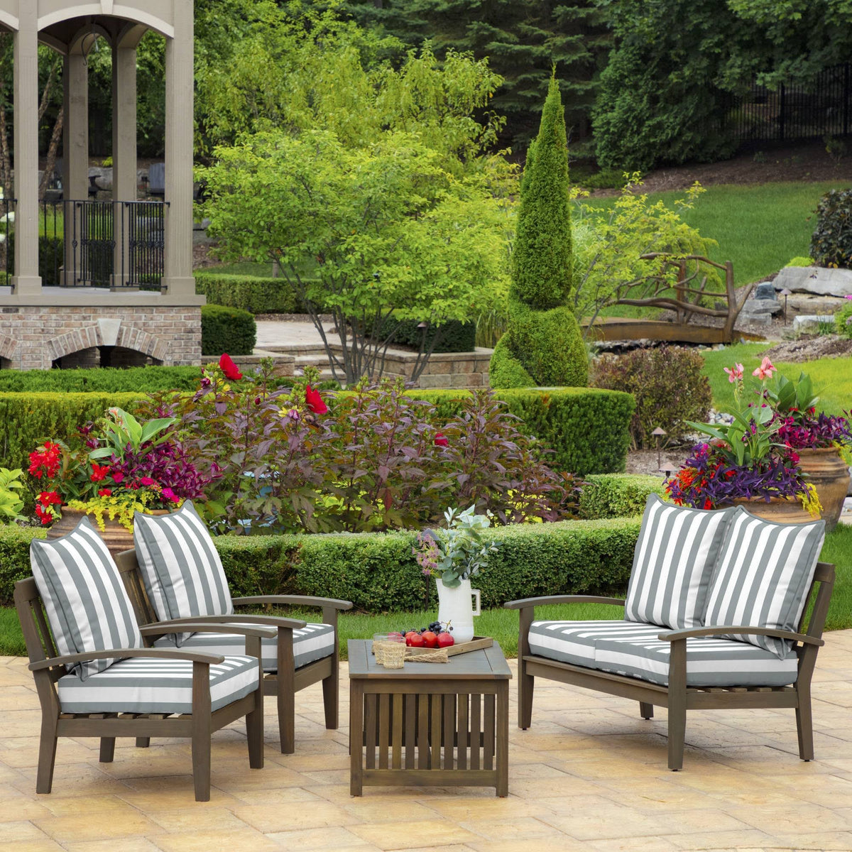 Cabana Stripe Outdoor Deep Seat Set K75870