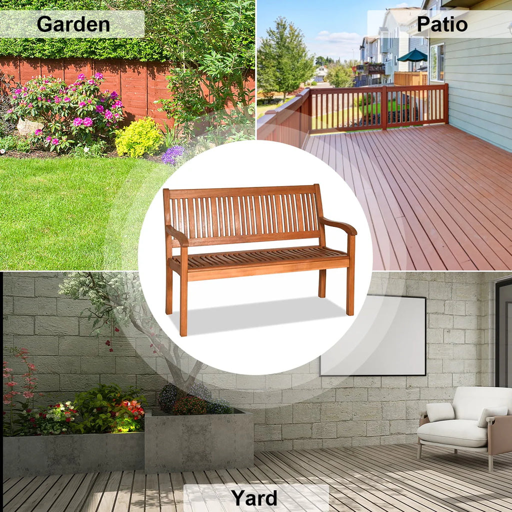 50'' Two Person Outdoor Bench Loveseat Solid Wood H205